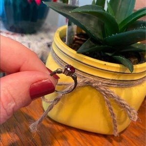 Authentic Ruby in striking silver Ring size 6